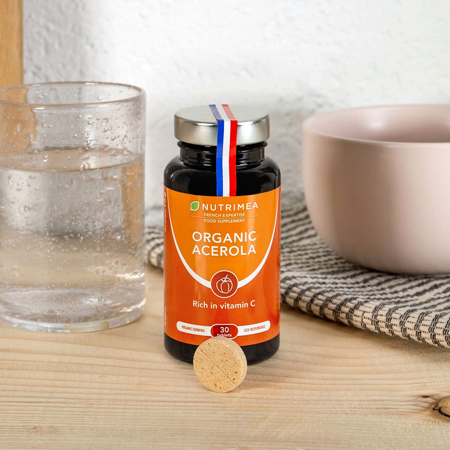 Organic ACEROLA 1000 mg | Natural Vitamin C | Highly Concentrated | Reduces Fatigue, Protects from Oxidative Stress & Strengthens The Immune System | 30 Vegan Tablets | French Expertise