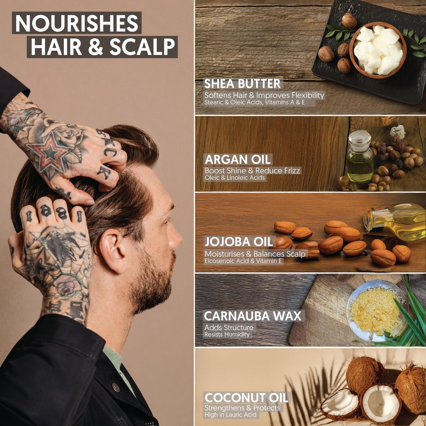 LOW-KEY® Hair Balm Wax Pomade | Medium Hold & Soft Shine | 100% Natural & Organic Certified Styling Cream & Paste Alternative | Nourishing & Conditioning Formula | Vegan & Plastic-Free | 50ml