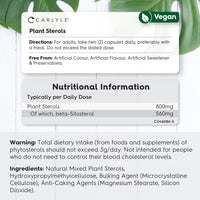 Plant Sterols 800mg | 90 Capsules | High Strength Supplement with Beta-Sitosterol | Vegan and Vegetarian | No Artificial Preservatives | by Carlyle
