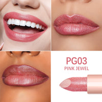 Oulac Pink Shimmer Lipstick for Women-Moisture Tinted Lip Balm for Dry Lips, Glitter Surface, Creamy Formula, Hydrating & Smooth, Infused with Shea Butter, Vegan, Gluten-Free (PG03) Pink Jewel