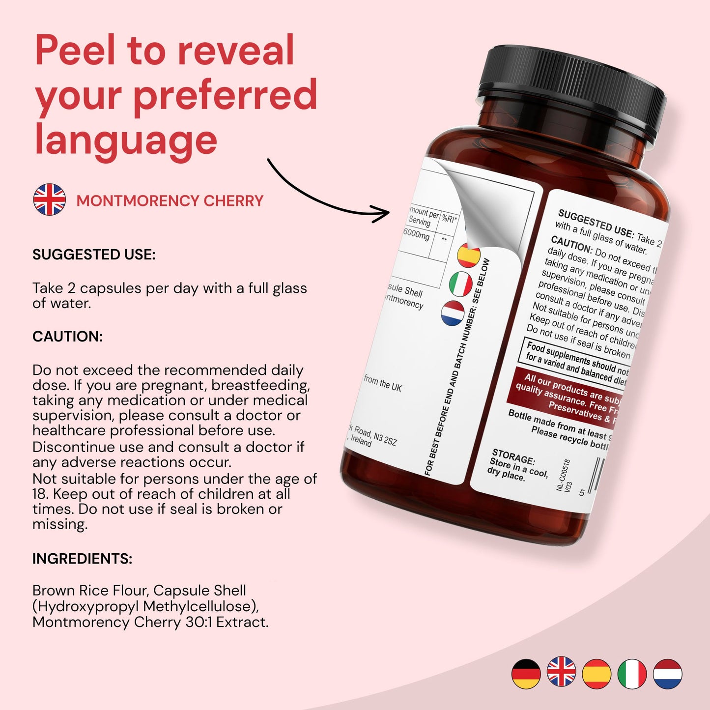 NEW LEAF PRODUCTS Montmorency Cherry 6000mg - 120 Capsules High Strength Concentrate - Natural Tart Cherry Vegan Supplements (not Tablets or Powder) - Non-GMO, 2 Months Supply - (2 per Serving) Made in the UK