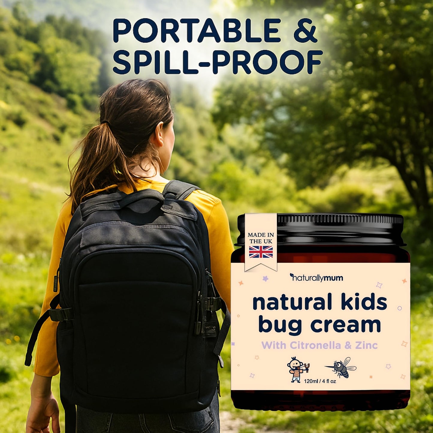 NaturallyMum NATURALLY MUM – Bug Cream for Kids & Babies [NATURAL & SAFE] – Skin Soothing Cream with Zinc - For Outdoors – Made in UK