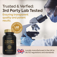 Oxford Origins Advanced Turmeric and Black Pepper Capsules Made in the UK | ONE per Day Turmeric Supplement with Ginger & Black Pepper | High Absorption Tumeric Supplement Joints Care (60 Count)