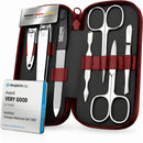 marQus Solingen Manicure Set for Women & Men - Comparison Winner with Top Price/Performance Ratio - Handy and Soft Case - 7-Piece Grooming Kit, Red