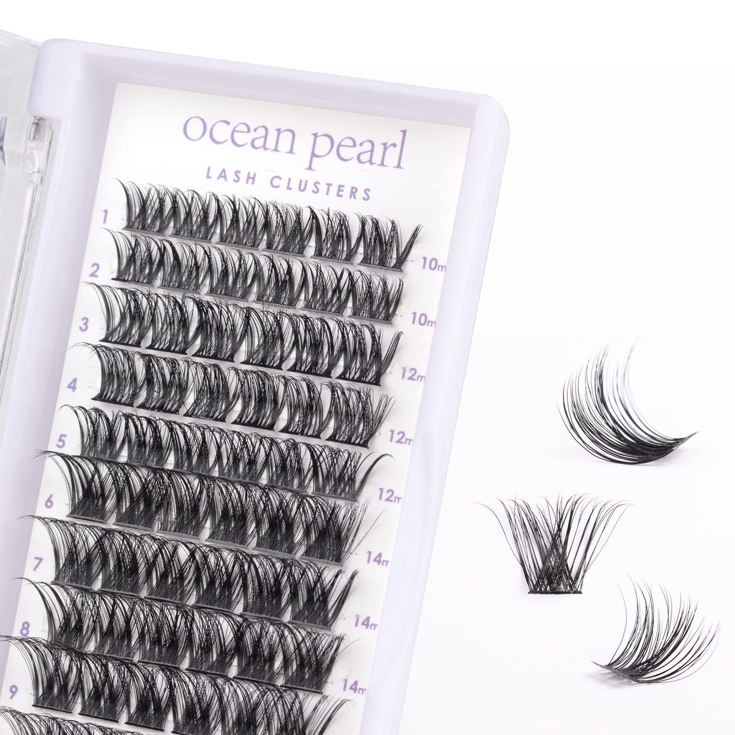 ocean pearl Cluster Lashes 72 Clusters Individual Lashes DIY Lash Extensions 10-16mm Length Reusable Soft Natural False Eyelashes Super Thin Band Wide Stem Eyelash Extensions for Makeup at Home