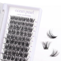 ocean pearl Cluster Lashes 72 Clusters Individual Lashes DIY Lash Extensions 10-16mm Length Reusable Soft Natural False Eyelashes Super Thin Band Wide Stem Eyelash Extensions for Makeup at Home