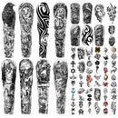 Metuu Full Arm Temporary Tattoo 46 Sheets for Men And Women(L22.8“xW7”), Fake Tattoo Stickers Patterns Deer Eagle Lion Wolf Tiger Totem Realistic Temp Tattoos Suitable For Hand Arm Leg Face