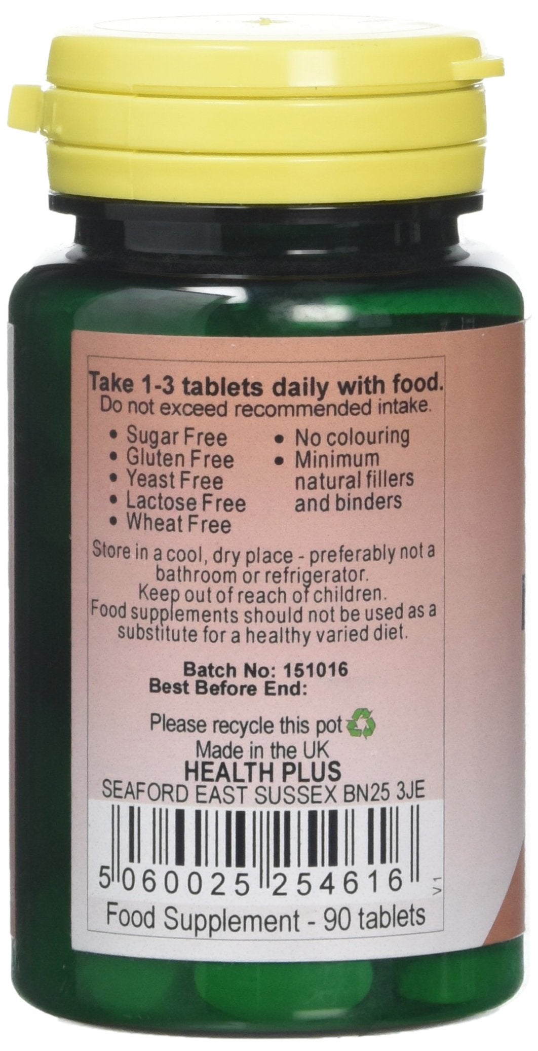 Health Plus Magnesium 100mg : Mineral Supplement - 90 Tablets, in a planet-friendly 99% recycled pot