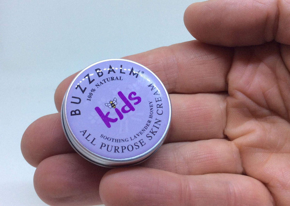 BUZZBALM Kids Moisturiser Dry Skin Cream - 100% Natural For Kids with Sensitive Very Dry Problem Prone Skin with Lavender Honey Natures Gift For Mum and Dad (8.5g)
