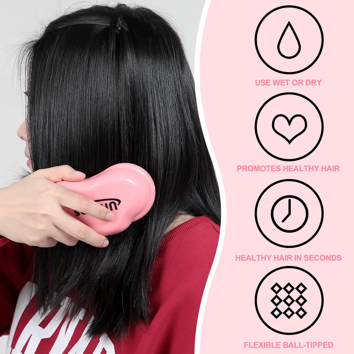 Unibos | Hairbrush - The Detangling Hairbrush Wet & Dry Hair | For All Hair Types | Best Brush/Comb for Women, Girls, Men & Boys - Use in Wet and Dry Hair | 2pcs (Pink&Purple)