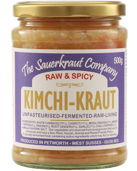 The Sauerkraut Co. Kimchi Kraut (1x500g) Spicy & Delicious, Packed Full of Pro-Gut Living Bacteria (Unpasteurised), Vital Vitamins & Minerals