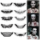 HUSHRICH 10Sheets Halloween Scary Face Temporary Tattoos, Realistic Horror Clown Makeup Face Mouth Fake Tattoos Stickers for Women Men, Clown Prank Mouth Face Tattoo Sticker for Cosplay Costume Party