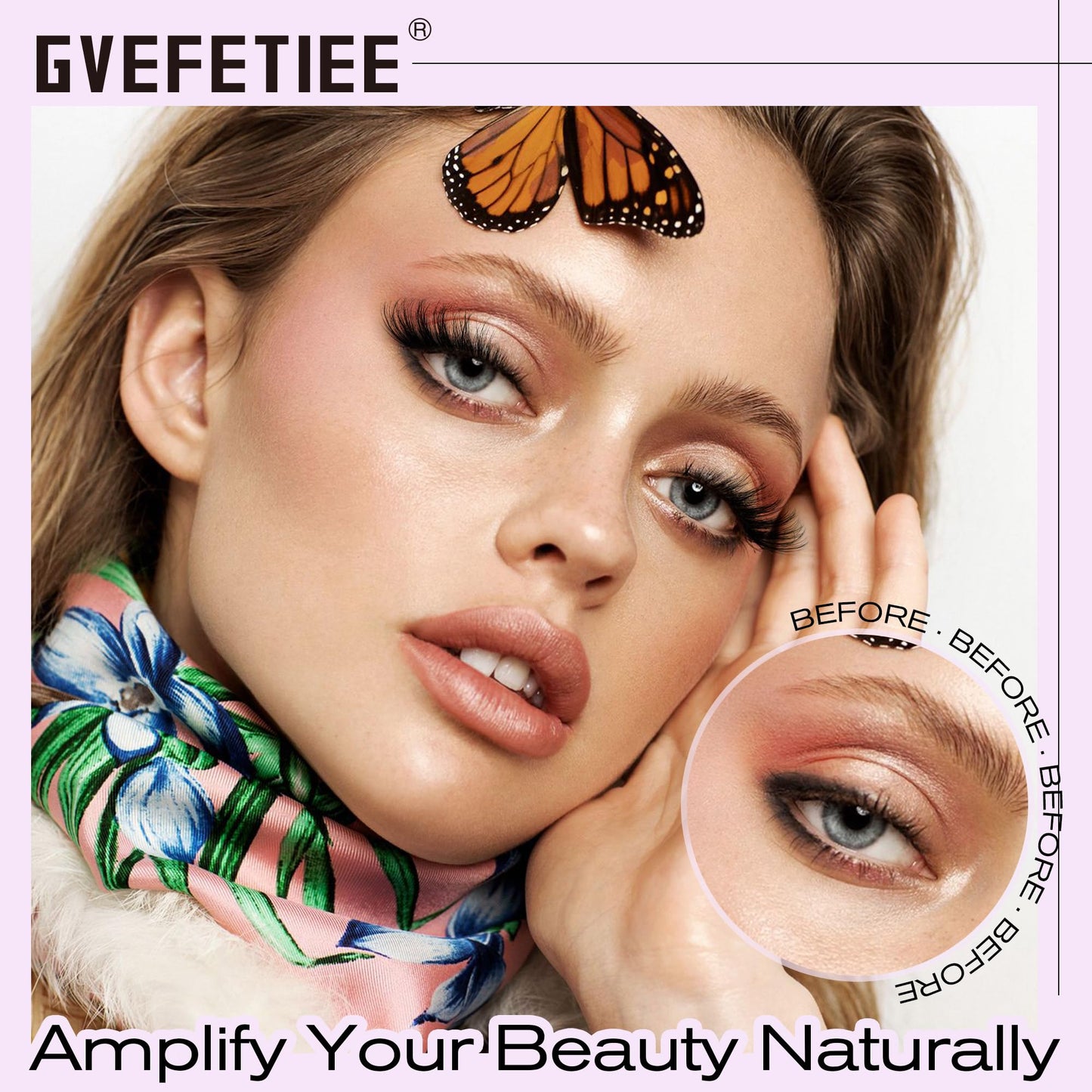 GVEFETIEE Natural Cat Eye False Lashes - Wispy 3D Strip Lashes