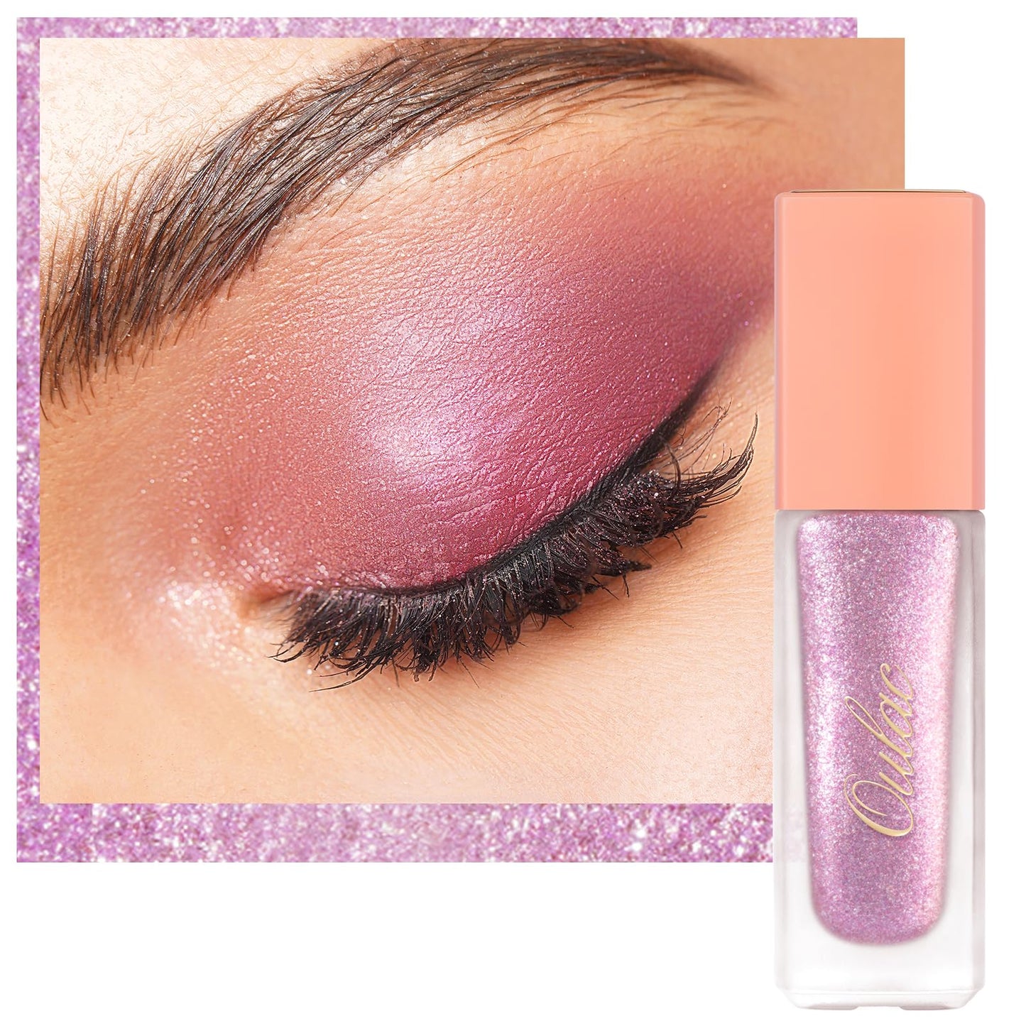 Oulac Liquid Glitter Eyeshadow – Shimmer Eyeshadow Metallic Purple Eyeshadow Liquid Eyeliner with Fine Sparkle, Blendable Sparkly Eye Make-up, Crease Resisatnt, Non-Greasy, Vegan, 5.4g, Jump!! (08)