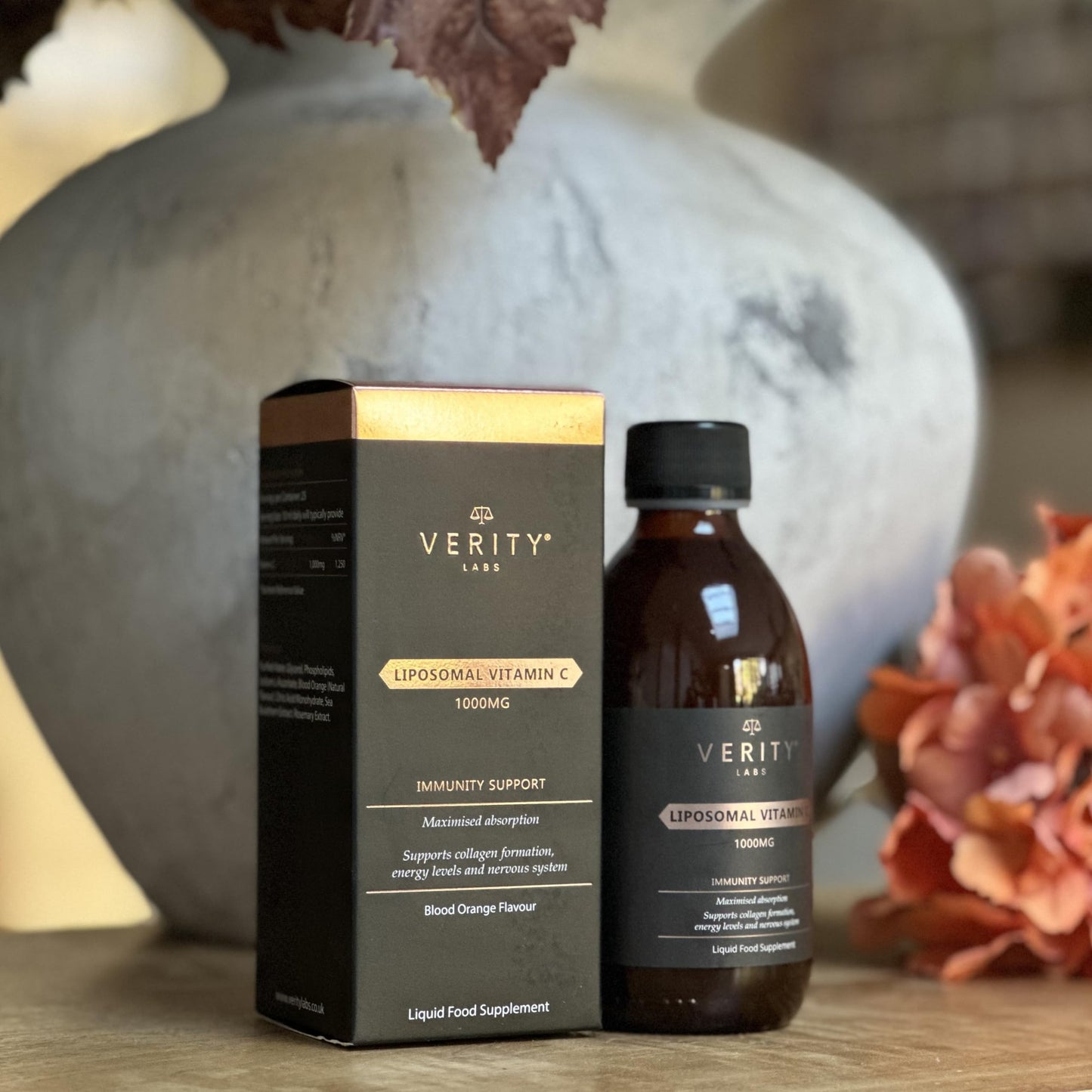 Verity Labs Premium Liposomal Vitamin C Liquid 1000mg | Maximum Absorption - High Bioavailability | No Additives or Fillers | Blood Orange Flavour | Immunity Support