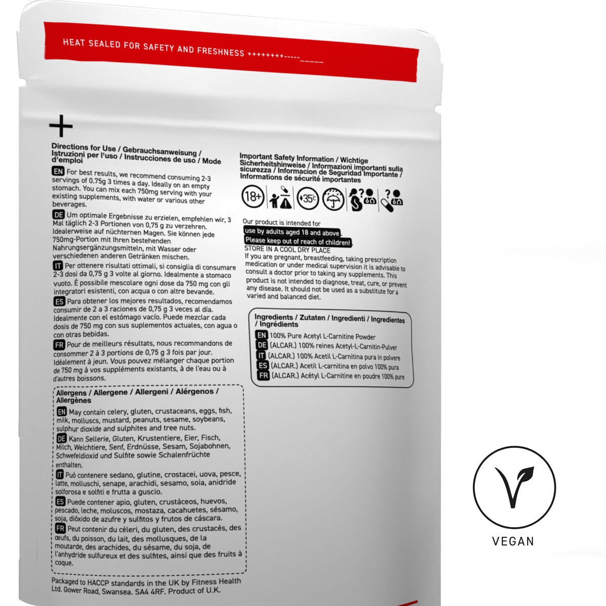 Rapid Strength Acetyl L Carnitine ALCAR Powder - Enhance Energy Level | Promote Exercise Performance