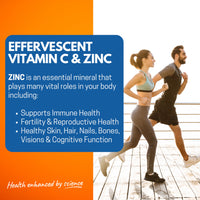 Effervescent Vitamin C 1000mg with Zinc 15mg, 20 Orange Flavoured Tablets, High Strength, Immune Support, Essential for Collagen Formation, Vegan, Made by Northumbria Health