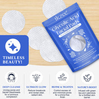 Generic Glycolic Acid Facial Pads 60 Count - 10% Glycolic Acid+2% Salicylic Acid for Gentle Exfoliation, Refined Pores. Allantoin + Vitamins C & E for Deep Nourishment, Radiant Skin Renewal.