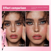 Noerrors 2PCS Freckle Stamp Pen for Natural Lifelike Faux Freckle, 2 in 1 Freckle Stamp Eyeliner and Soft Dot Spot Pen, Waterproof Long Lasting Fake Freckles Marker for Sunkissed Makeup #Light Brown