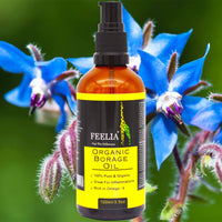 Feelia - Organic Borage Oil - Cold Pressed, Rich in Omega 6, Great for Inflammations, 100% Pure & Organic - 100ml