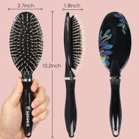 Hair Brush, Sosoon Boar Bristle Hair Brushes for Women Men Kids Thick Curly Dry Wet Hair, Smoothing Detangling Hairbrush Adds Shine and Improves Hair Texture with Hair Comb (Black)