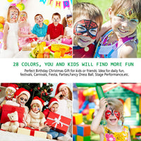 URAQT Face Paint Crayons, 28 Colors Face Body Crayons, Non-toxic Safety Body Painting Kit for Kids Easter Halloween Makeup, Christmas Party or Cosplay