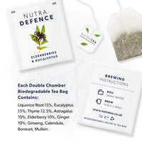 Nutra Tea NUTRADEFENCE - Cold & Flu Tea - Cough Teabags - Immune Tea - Providing Immune Support - With Eucalyptus, Elderberry And Mullein - 60 Individual Wrapped Bags - Herbal Infusion (3 Pack)
