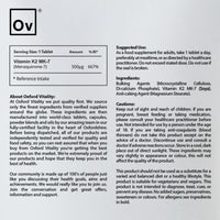 Ov OXFORD VITALITY Vitamin K2 MK-7 | High Strength 500µg Tablets for Blood and Bone Health | Oxford Vitality