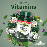 Natures Aid Vitamin B Complex - 180 Tablets - Complete B1 B2 B3 B5 B6 & Vitamin B12 Supplement Support for Energy Tiredness Fatigue Metabolism Function - Vegan Not Gummies or Capsules 6 Months Supply