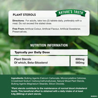 Plant Sterols High Strength 800mg | with Beta-Sitosterol | Vegan and Vegetarian | 60 Tablets | Nature's Truth