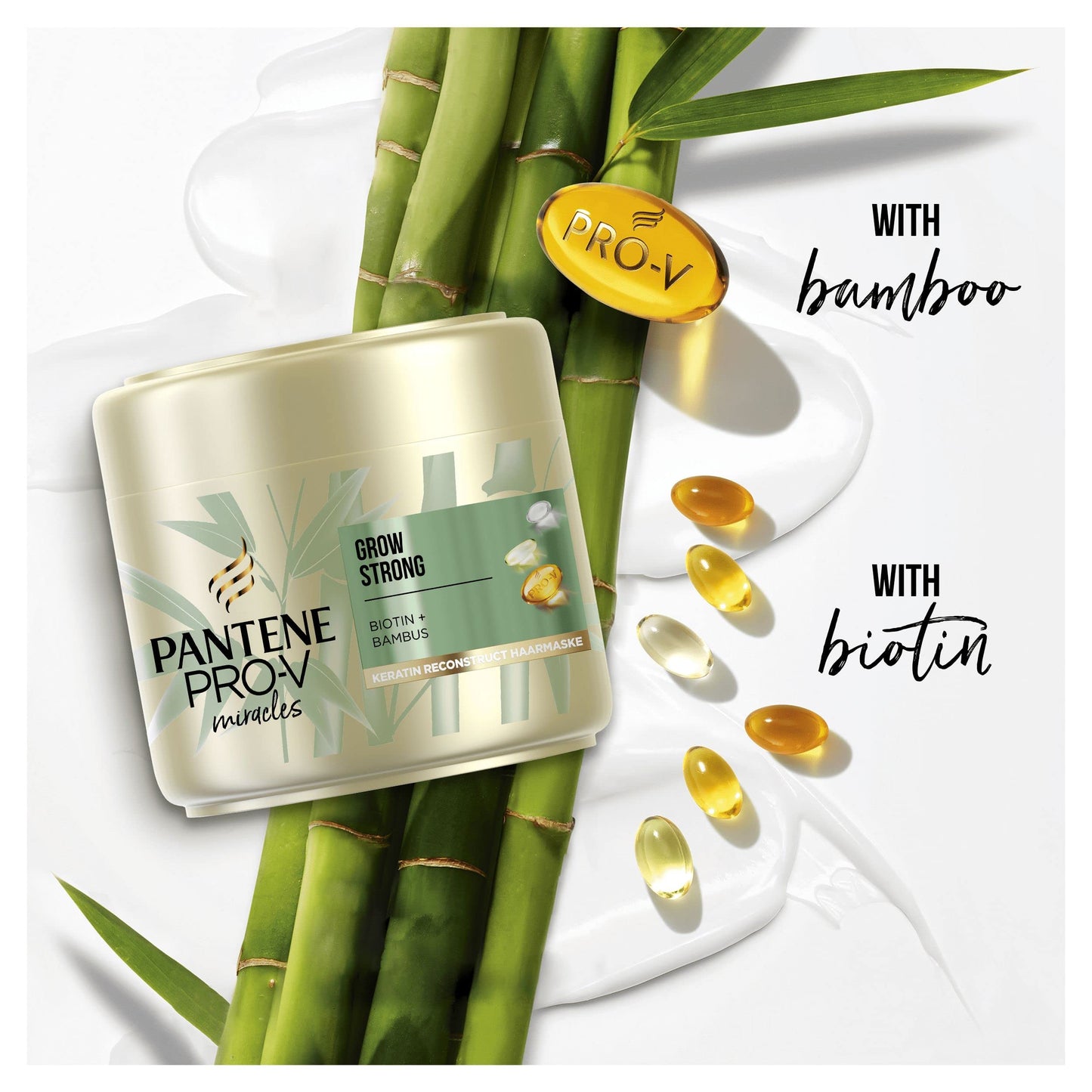 Pantene Hair Mask With Biotin, Keratin And Bamboo, Helps Support Hair Growth & Reduce Hair Loss, For Strong and Long Hair, Up To 100% Stronger Hair Against Styling Damage, 300ml