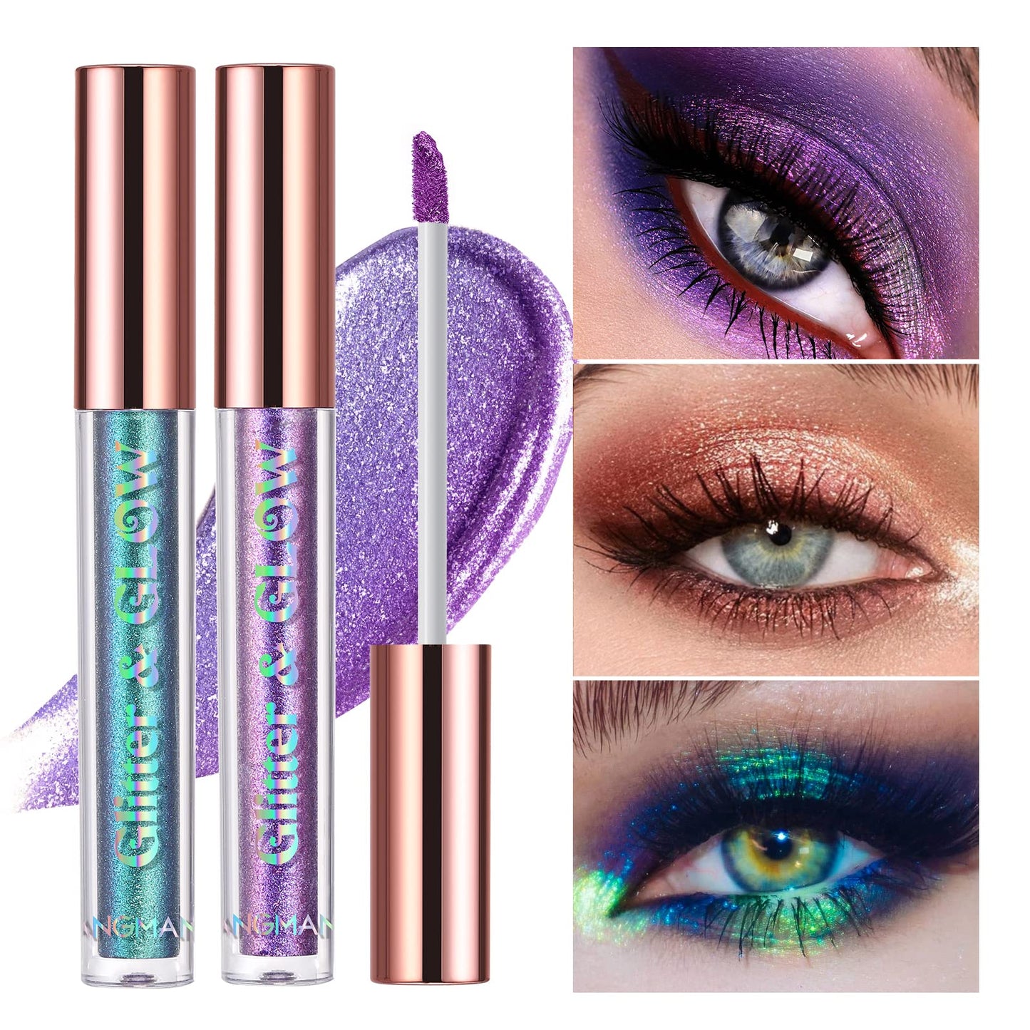 LANGMANNI 10 Pcs Liquid Glitter Eyeshadow Metallic Shimmer Glitter Eyeshadow Sweatproof Makeup Set, Matte Glitter Highly Pigmented Blending,Perfect For Woman & Girl (#B)
