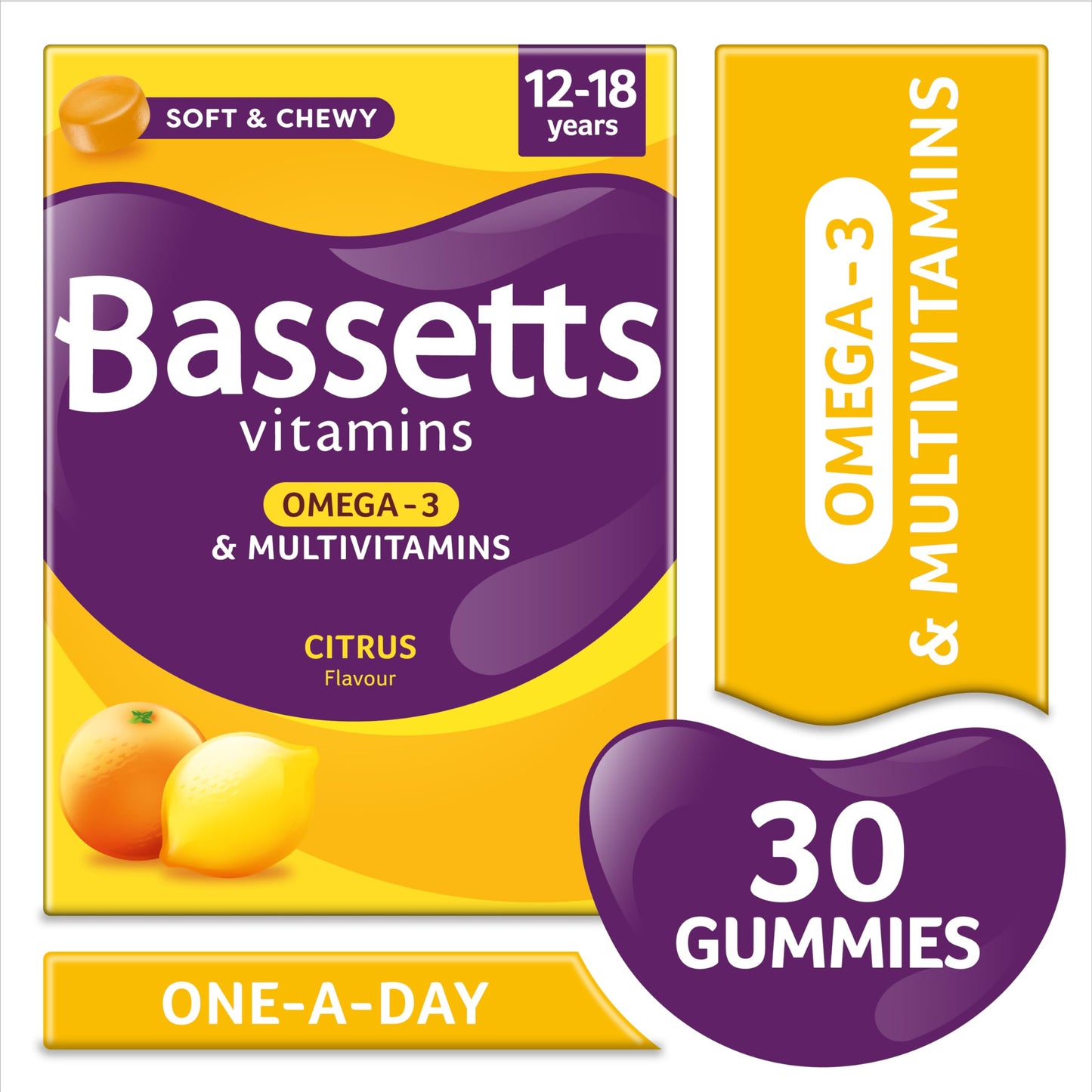Bassetts Vitamins 12-18 Years Multivitamins Omega 3 Citrus 30's, 99.2 g