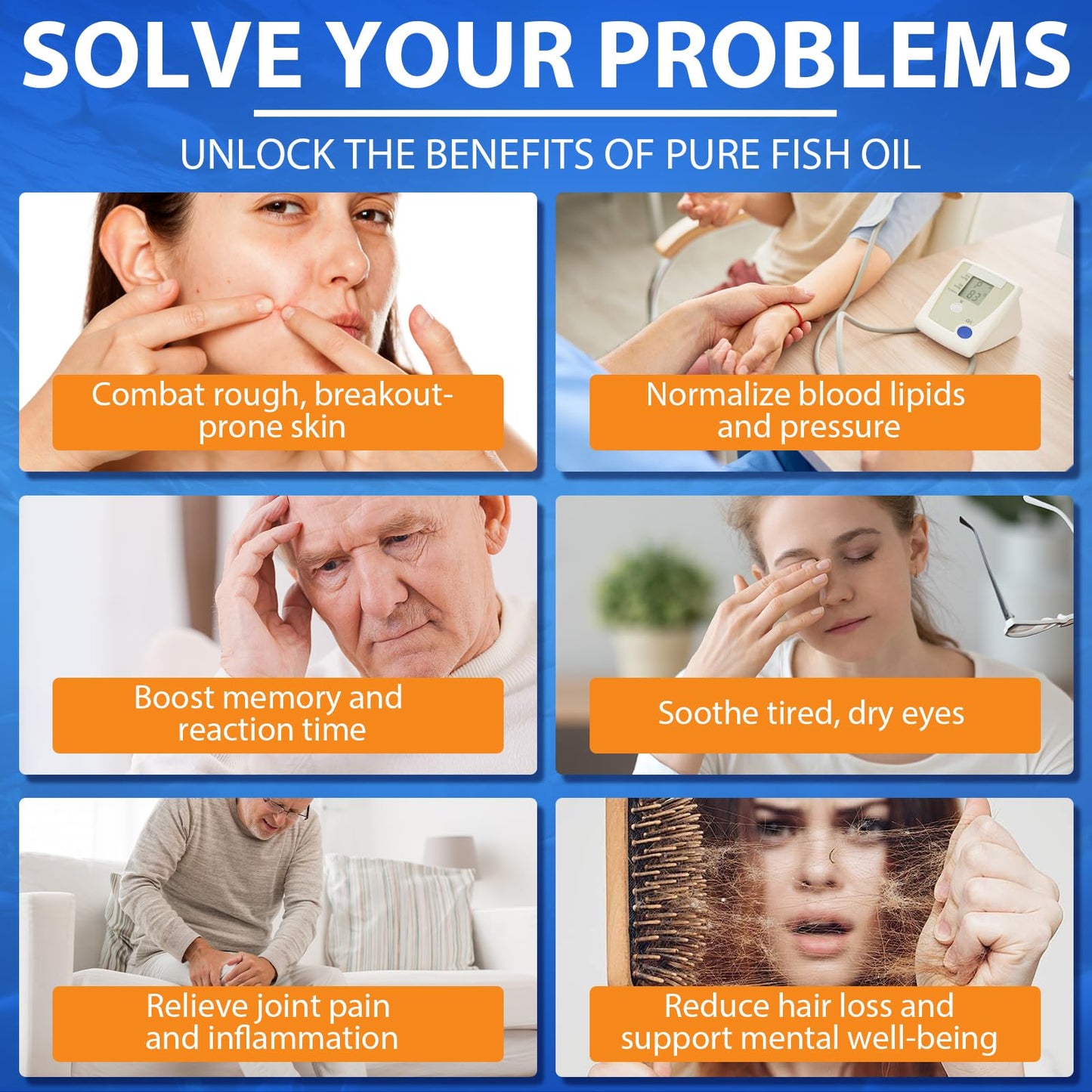 XAYGHE Omega 3 Fish Oil Supplement - Omega 3 Capsules High Strength 1280mg with EPA 650mg & DHA 450mg - 120 Count - Support Heart Brain Health