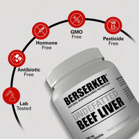 BERSERKER Supplements Berserker Desiccated Beef Liver Supplement 750mg per Capsule 500 Capsules, Un-defatted to Provide Full Absorption of Naturally Occurring Vitamins and Minerals Found in Beef Liver | Made in The UK