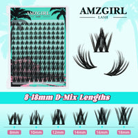 AMZGIRL LASH Lash Clusters Manga 144Pcs Eyelash Clusters Spiky Eyelash Extensions Individual Lashes Volume Anime Lash with Thin Band Lashes DIY at Home(Holiday,C-Mix8-18mm)