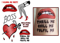 Top Tats The Rocky Horror Show Temporary Tattoos FANCY DRESS Frank N Furter BOSS Halloween Costume Tattoos