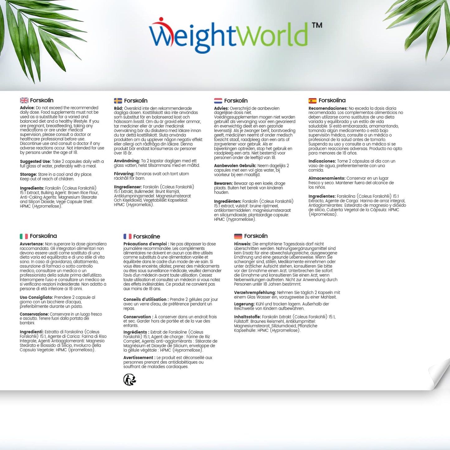 WeightWorld Forskolin Capsules 1000mg - 60 Vegan Capsules - Coleus Forskohlii Extract - Keto & Low Carb Diet Friendly Supplement for Men & Women - Allergen & GMO-Free