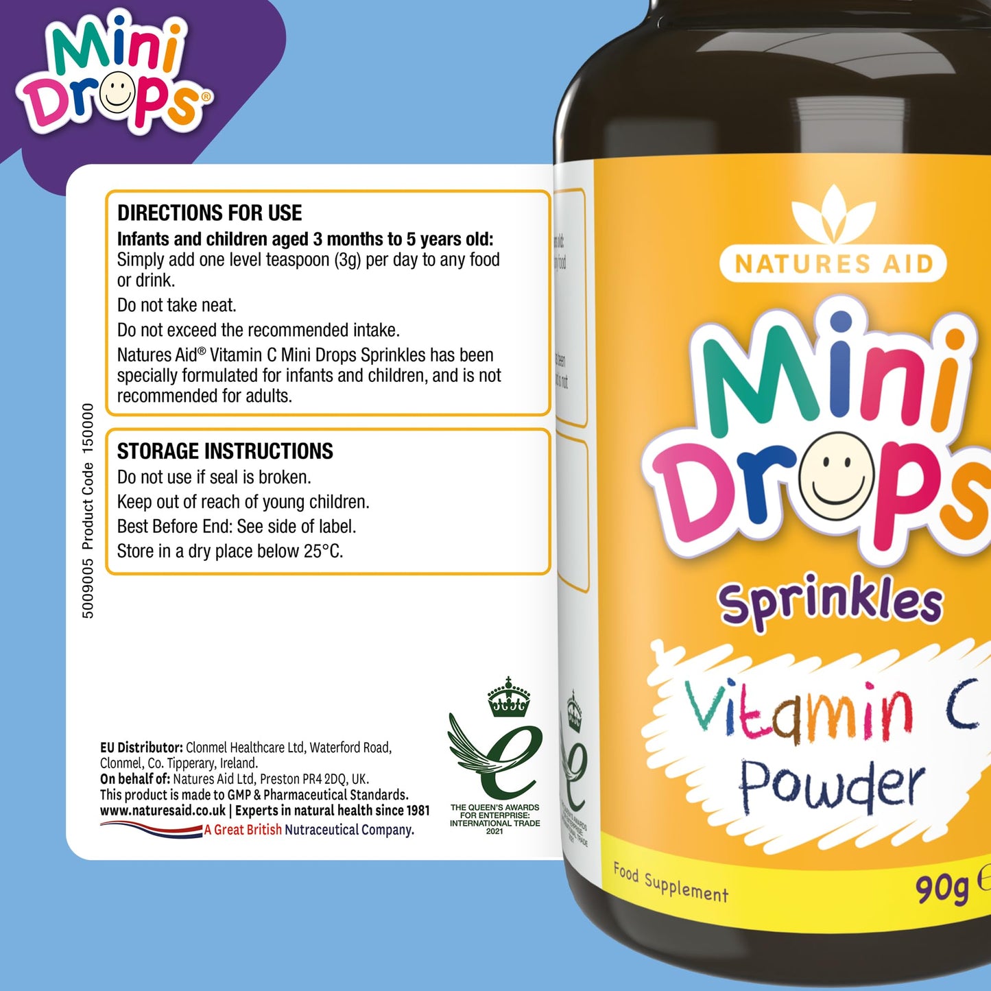 natures aid Natures Aid Mini Drops Sprinkles Vitamin C Powder for Infants & Children, 90g