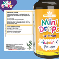 natures aid Natures Aid Mini Drops Sprinkles Vitamin C Powder for Infants & Children, 90g