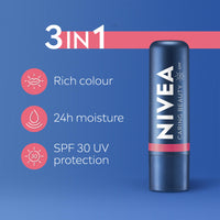 NIVEA Caring Beauty Rose Nude Lip Balm SPF30 (4.8g), 3-in-1 Buttery Lip and Cheek Tint, Rich Colour and 24H Moisturisation with SPF 30 Protection