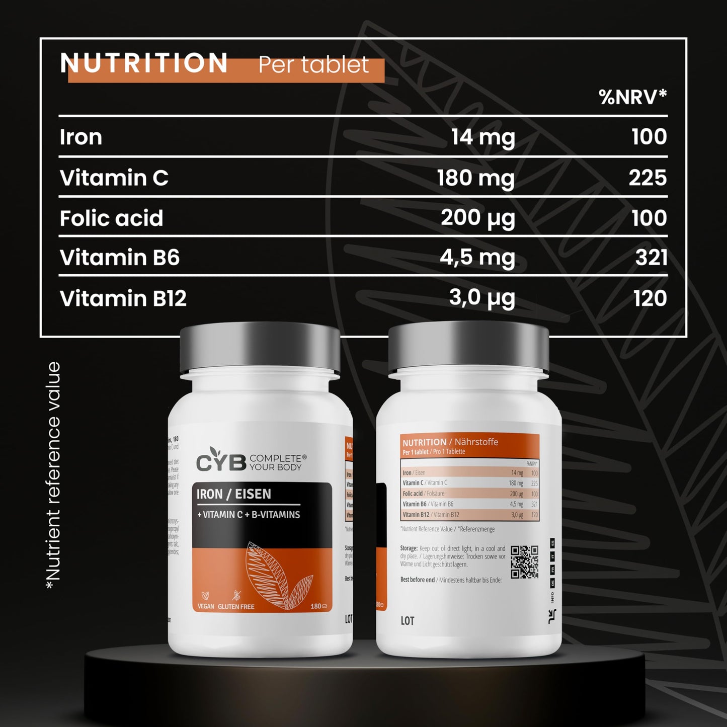 CYB Complete your Body CYB | Iron + Vitamin C - 180 Tablets 6 Month Supply