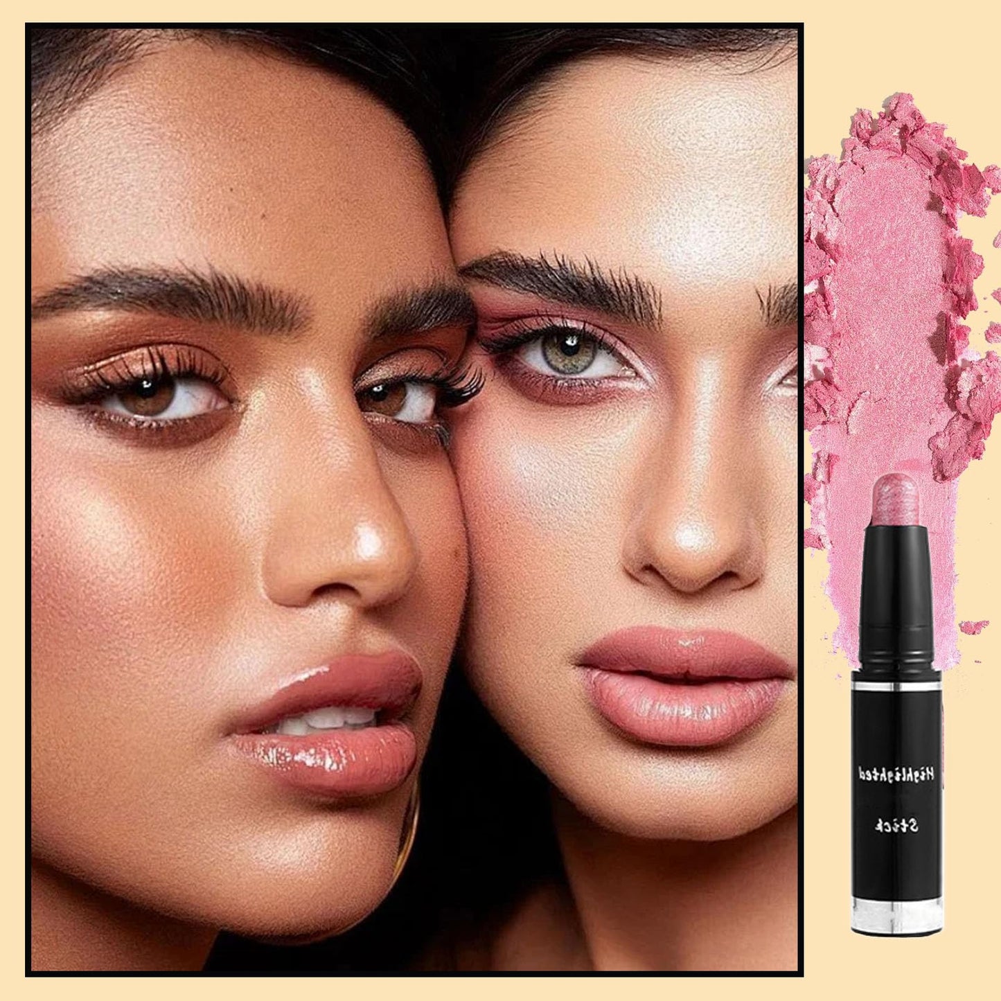 LYNTYAOU Rose Pearl Pink Shimmer Eyeshadow Stick, Bright Pink Color Pen, Metallic Mermaid Cream Eye Shadow Crayon, Pearlescent Glitter Eyeshadows Pencil, High Pigmented Eyeliner Smooth for Eyes Makeup