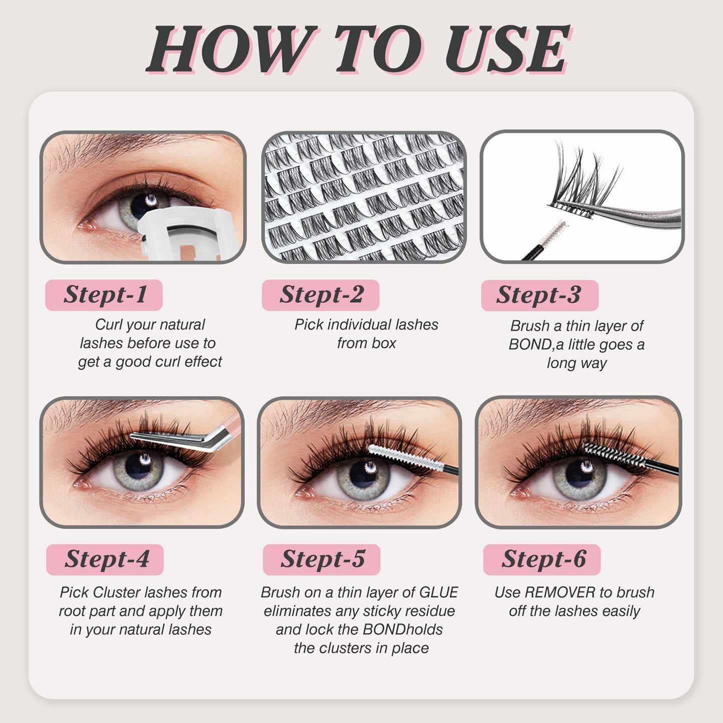 LANKIZ Classic Cluster Lashes, D Curl 140PCS Wide Band Individual Eyelashes 10-16mm Wispy Reusable DIY Lash Clusters for Daily Wear and Events Lankiz
