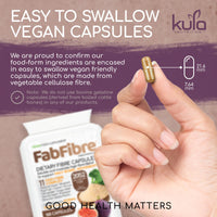 Kula Nutrition FabFibre - Psyllium Husk Complex - Dietary Fibre Supplement - 11 High Fiber Insoluble and Soluble Foods - Rhubarb, Broccoli, Flaxseed, Apple Pectin - Normal Bowel Function Support - 100 Vegan Capsules
