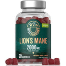Lions Mane Gummies High Strength 2000mg | from Fruit Body | Vegan Mushroom Extract | 60 Natural Berry Flavour Gummies | by Wiseshrooms