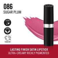 Rimmel Lasting Finish Lipstick 086 Sugar Plum, Creamy Satin Finish, Long Lasting 8 HR Wear, Comfortable Formula, Rich Pigment