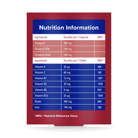 Seven Seas Omega-3 & Multivitamins Woman, With Biotin and Iron, 30-Day Duo Pack, 30 Omega-3 Capsules and 30 Multivitamin Tablets