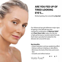 Voilà Pure -EYE CREAM - Cures Dark Circles, Puffiness & Crows Feet - Powerful But Gentle Organic Eye Gel - Anti-Ageing Formula With Matrixyl 3000 & Plant Stem Cells - 60ml Bottle