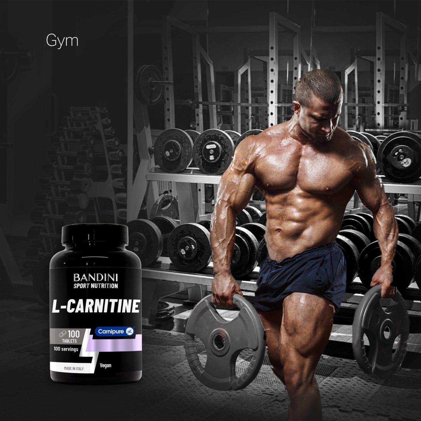 BANDINI Bandini® L-CARNITINE Carnipure® | 100 Vegan Tablets 100 Days | High Strength L Carnitine Tartrate Supplement | Reduces Tiredness & Fatigue | Energy & Metabolism Support | Pre-Workout Formula 1000mg